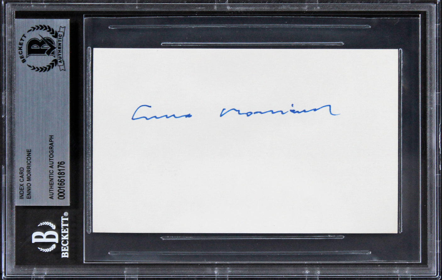 Ennio Morricone The Good, the Bad and the Ugly Signed 3x5 Index Card BAS Slabbed