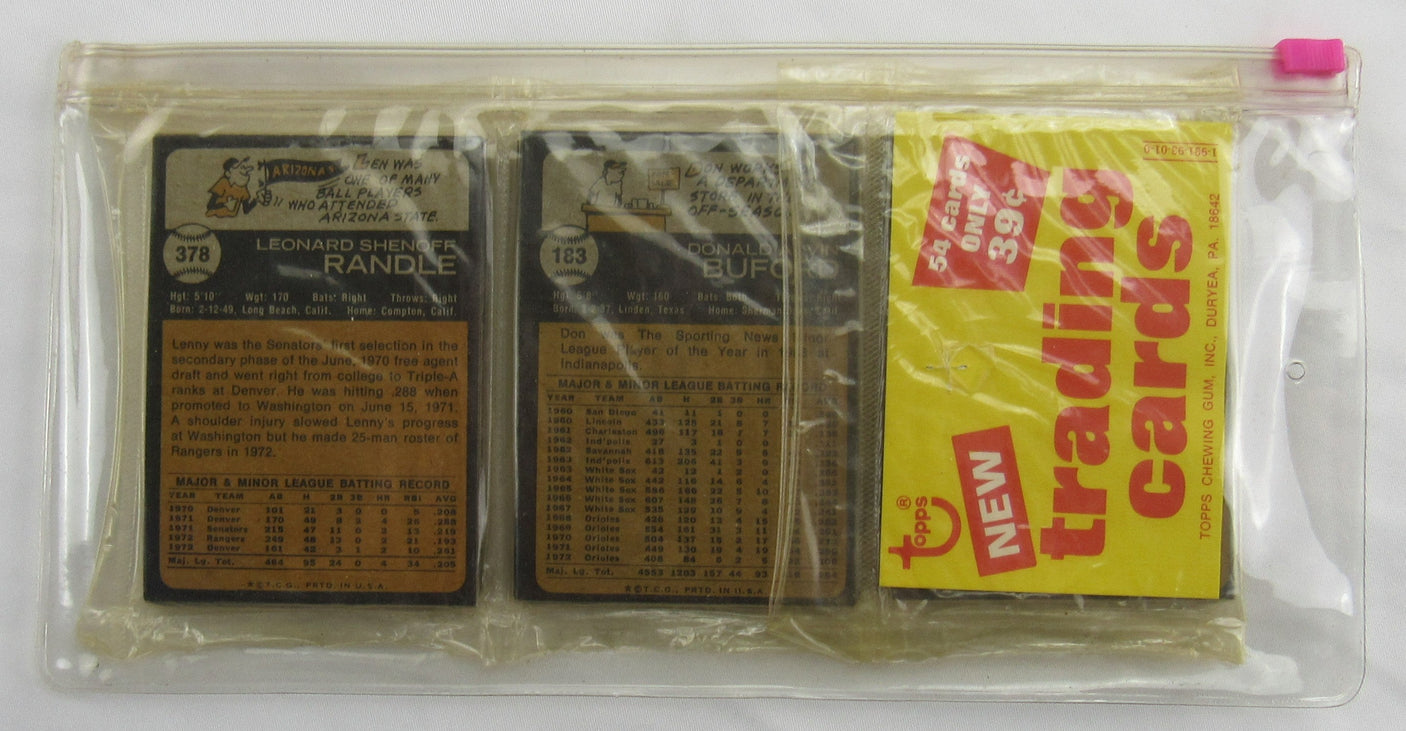 1973 Topps Baseball Card Rack Pack - Carlton Fisk on Top - Read Notes