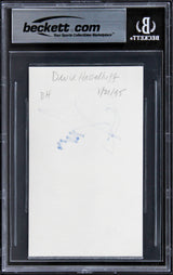 David Hasselhoff Knight Rider Signed 3x5 Index Card w/ Blue Sig BAS Slabbed