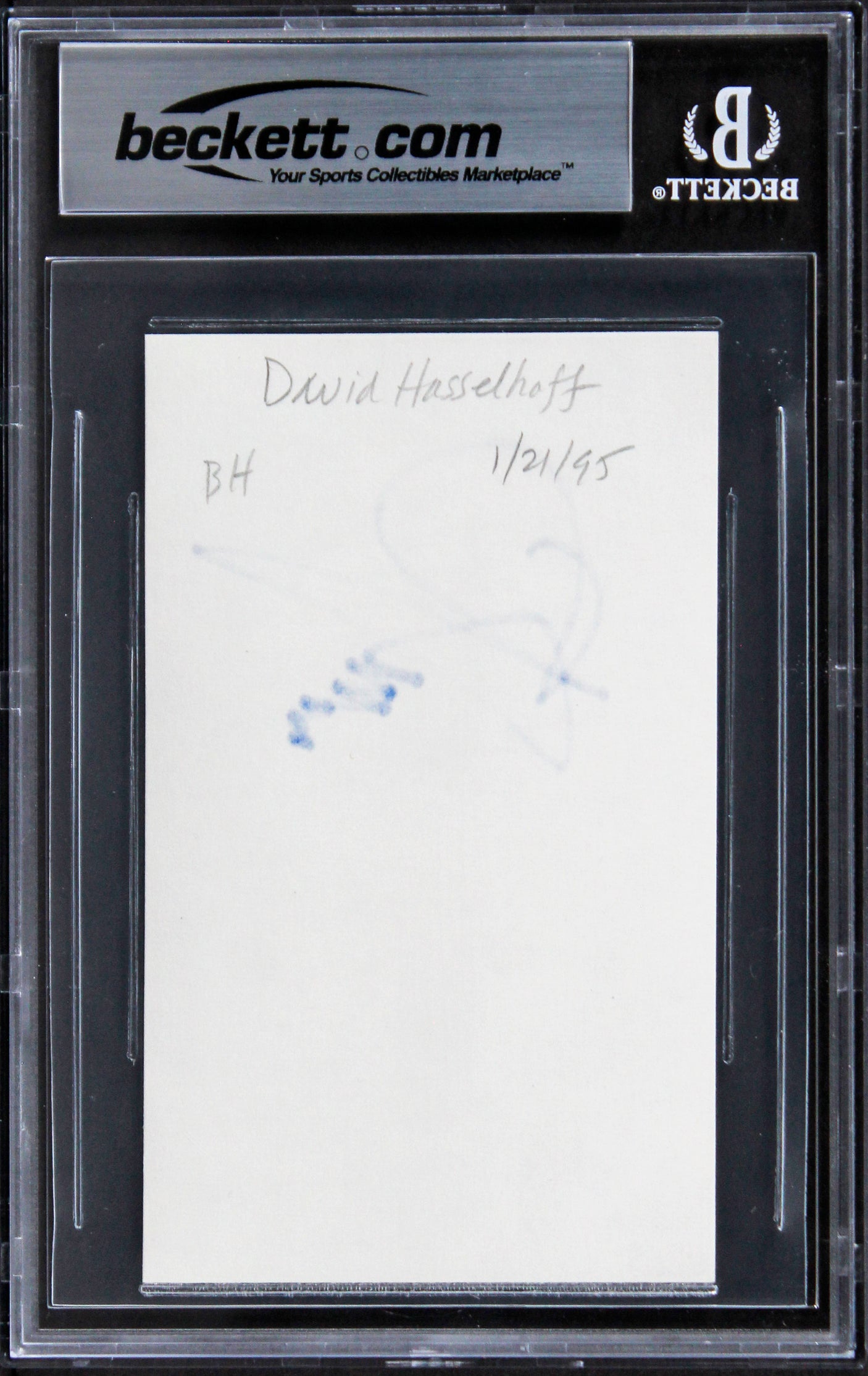 David Hasselhoff Knight Rider Signed 3x5 Index Card w/ Blue Sig BAS Slabbed