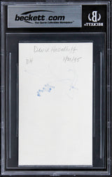 David Hasselhoff Knight Rider Signed 3x5 Index Card w/ Blue Sig BAS Slabbed