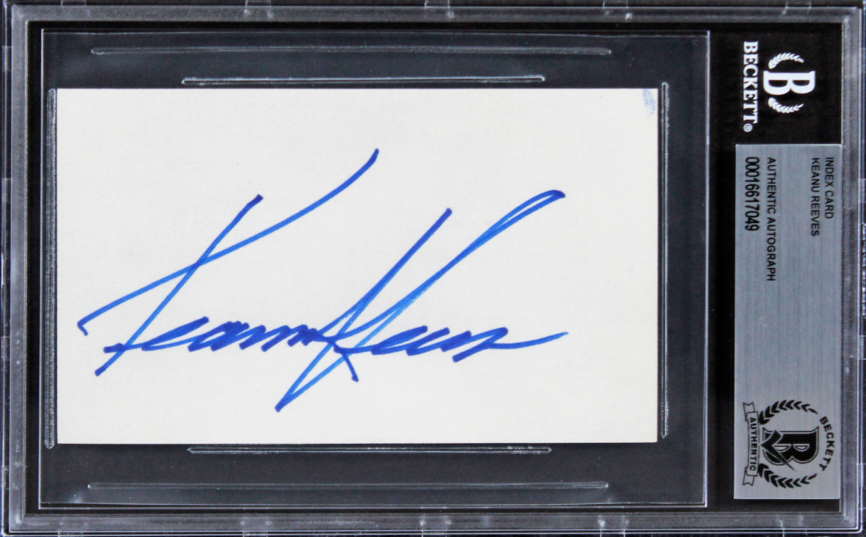 Keanu Reeves John Wick Authentic Signed 3x5 Index Card Autographed BAS Slabbed