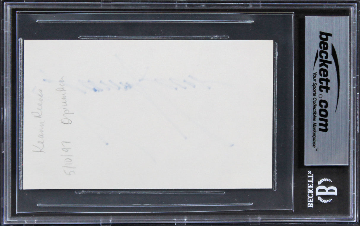 Keanu Reeves John Wick Authentic Signed 3x5 Index Card Autographed BAS Slabbed