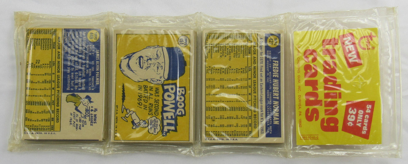 1970 Topps Baseball Card Rack Pack - Reggie Jackson AS / Jim Palmer - Read Notes