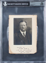 Theodore Roosevelt "best wishes" Signed Mounted 6x8 Cabinet Photo BAS Slabbed