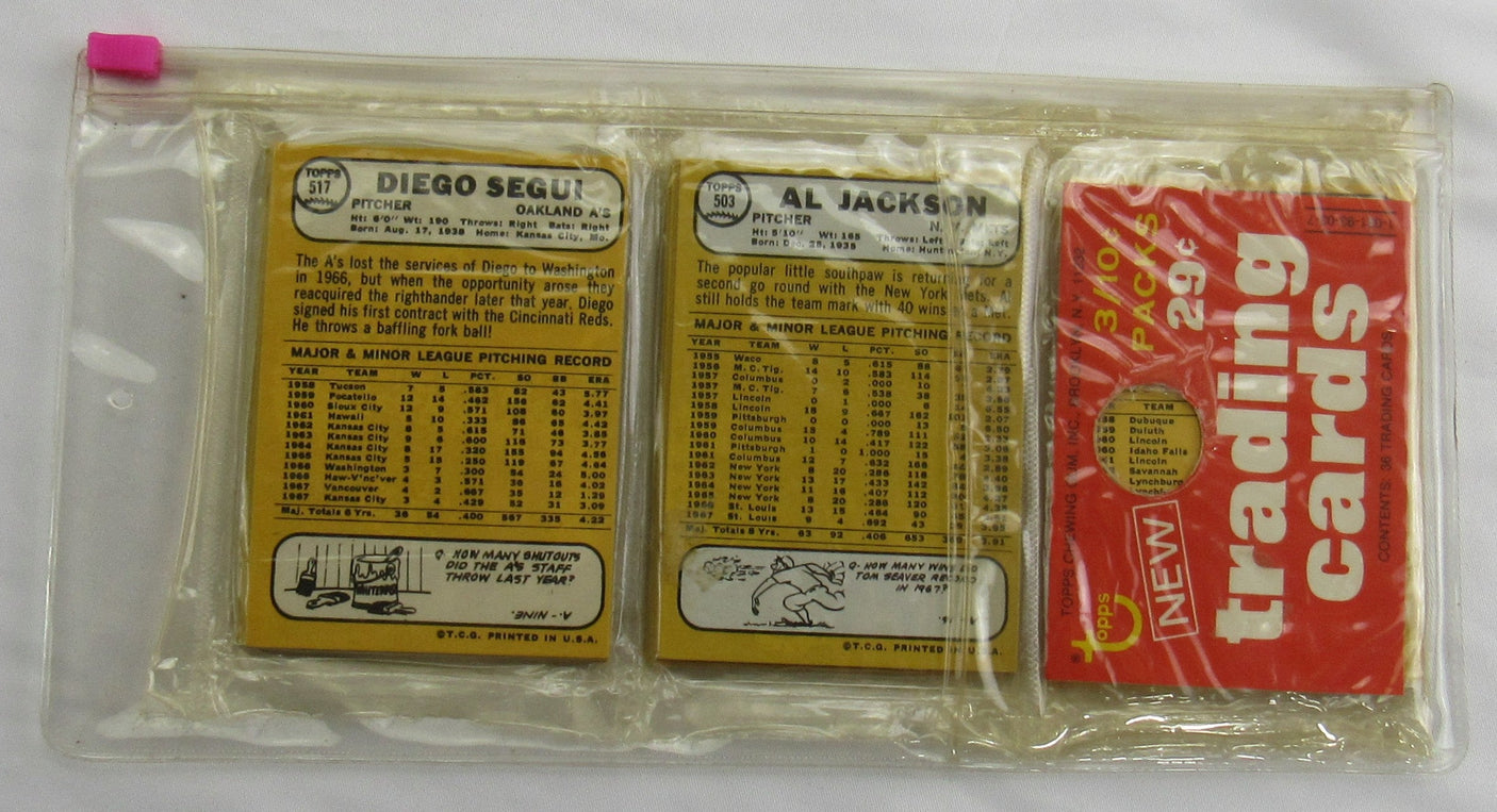 1968 Topps Baseball Card Rack Pack - Lou Brock on Top - Read Notes