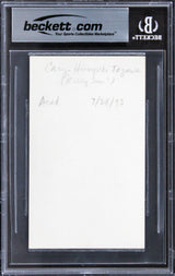 Cary-Hiroyuki Tagawa Mortal Kombat Authentic Signed 3x5 Index Card BAS Slabbed