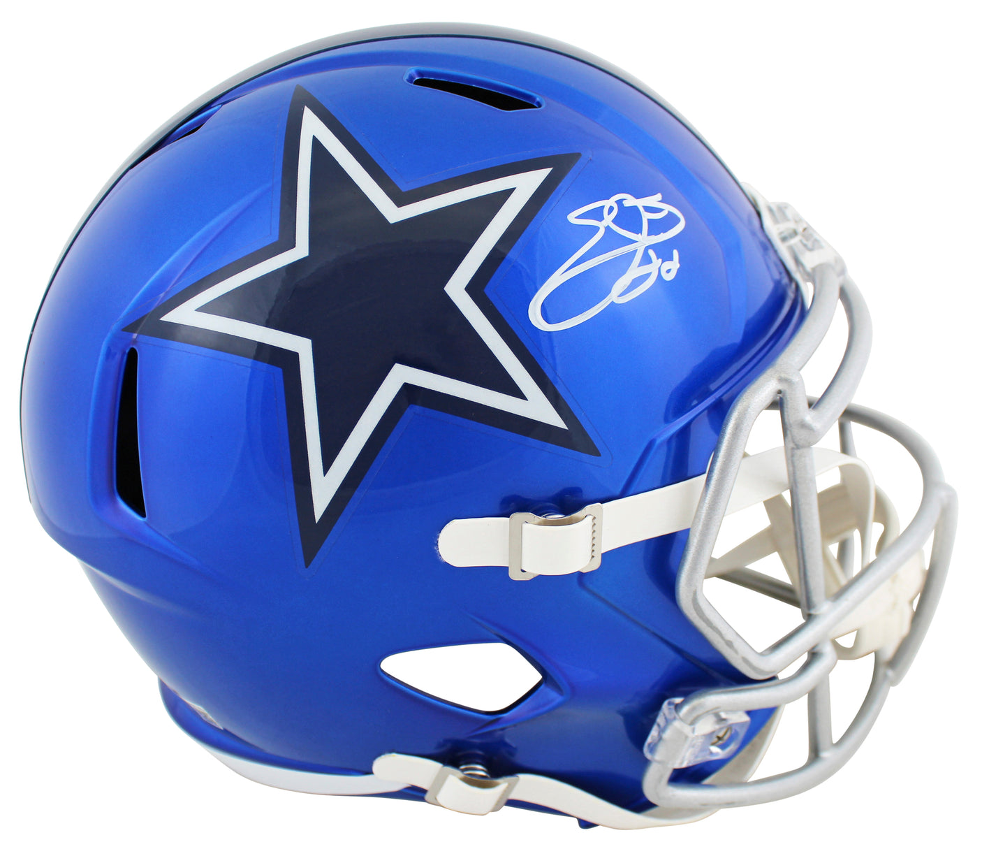 Cowboys Emmitt Smith Signed Flash Full Size Speed Rep Helmet BAS Witnessed