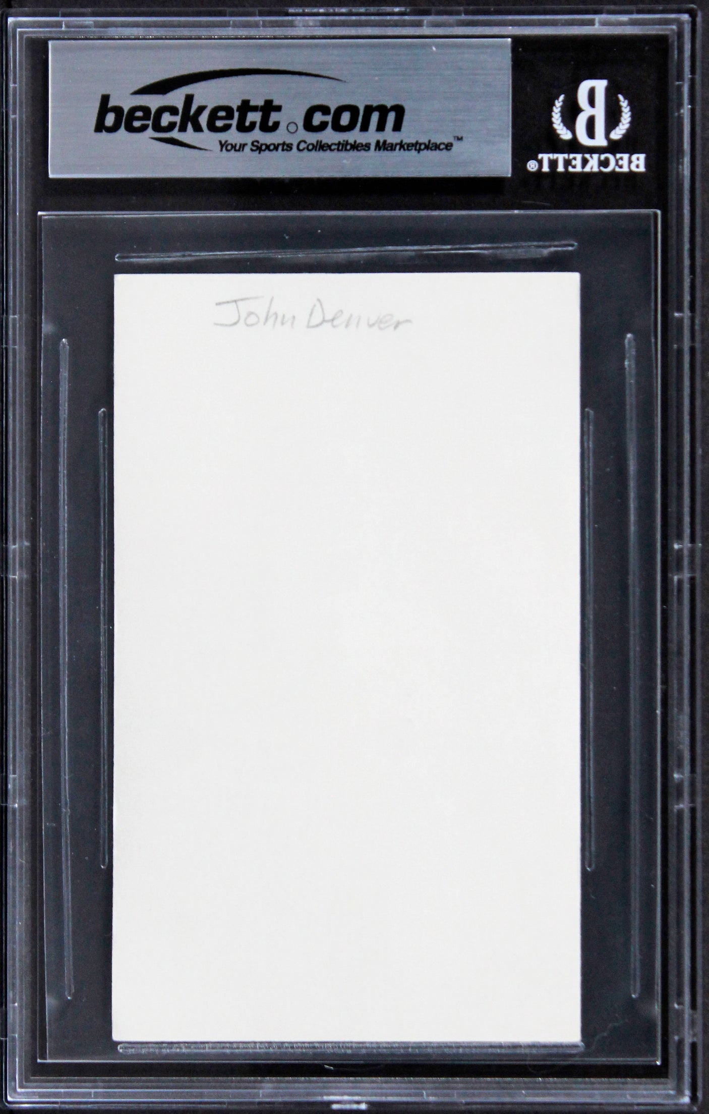 John Denver Singer Authentic Signed 3x5 Index Card Autographed BAS Slabbed 1