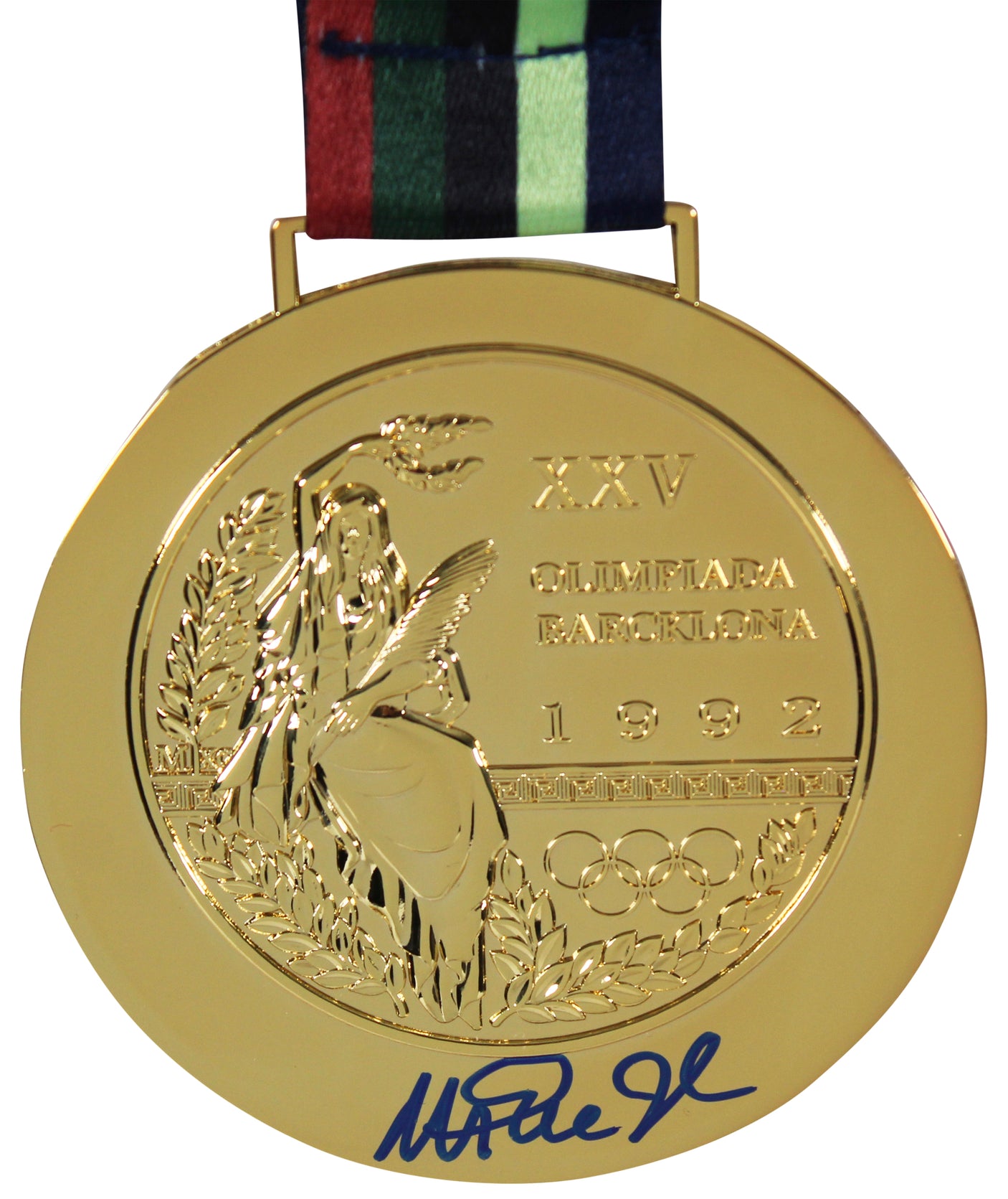 Magic Johnson Signed 3.5 Inch 1992 Dream Team Replica Gold Medal BAS Witnessed