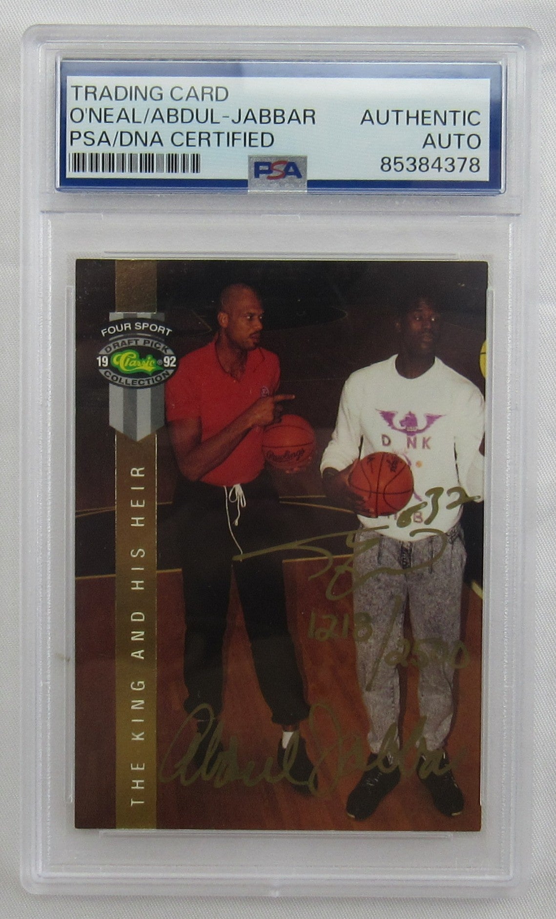 1992 Classic Four Sport Shaquille O'Neal Kareem Abdul Jabbar Signed Auto Autograph Encapsulated Basketball Card PSA/DNA