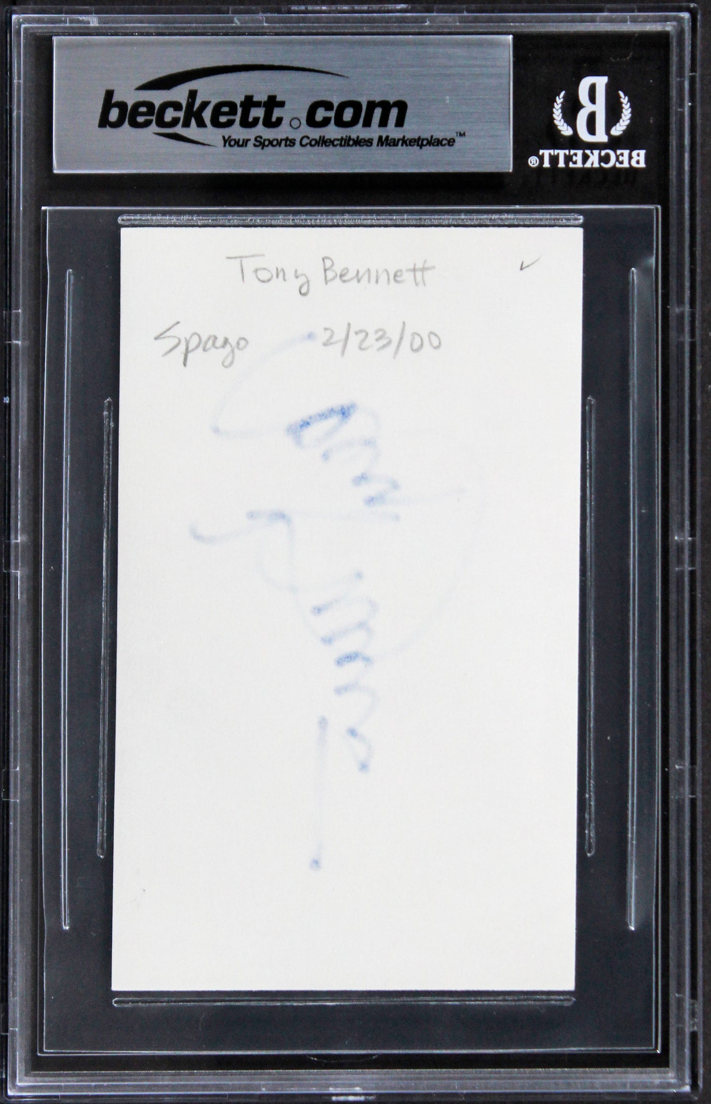 Tony Bennett Musician Authentic Signed 3x5 Index Card Autographed BAS Slabbed 1