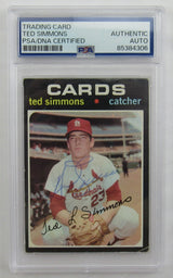 1971 Topps Ted Simmons Signed Auto Autograph Encapsulated Baseball Card PSA/DNA