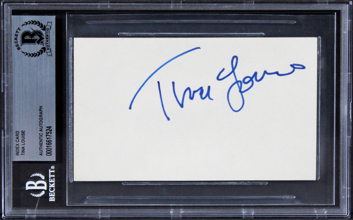 Tina Louise Gilligan's Island Authentic Signed 3x5 Index Card BAS Slabbed 1