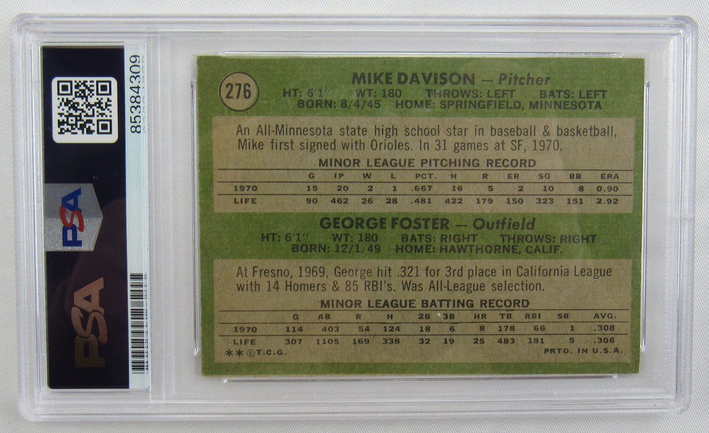 1971 Topps George Foster Signed Auto Autograph Encapsulated Baseball Card PSA/DNA