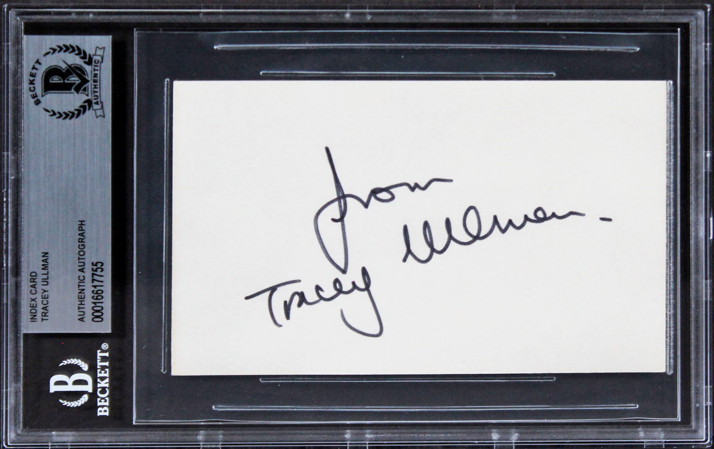 Tracey Ullman The Tracey Ullman Show "Love" Signed 3x5 Index Card BAS Slabbed