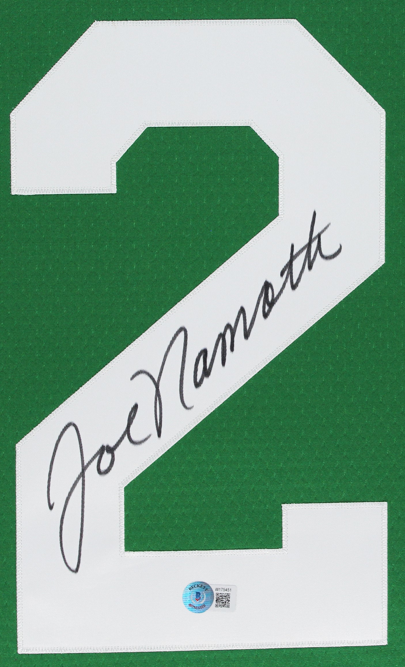 Jets Joe Namath Authentic Signed Green M&N Framed Jersey BAS Witnessed