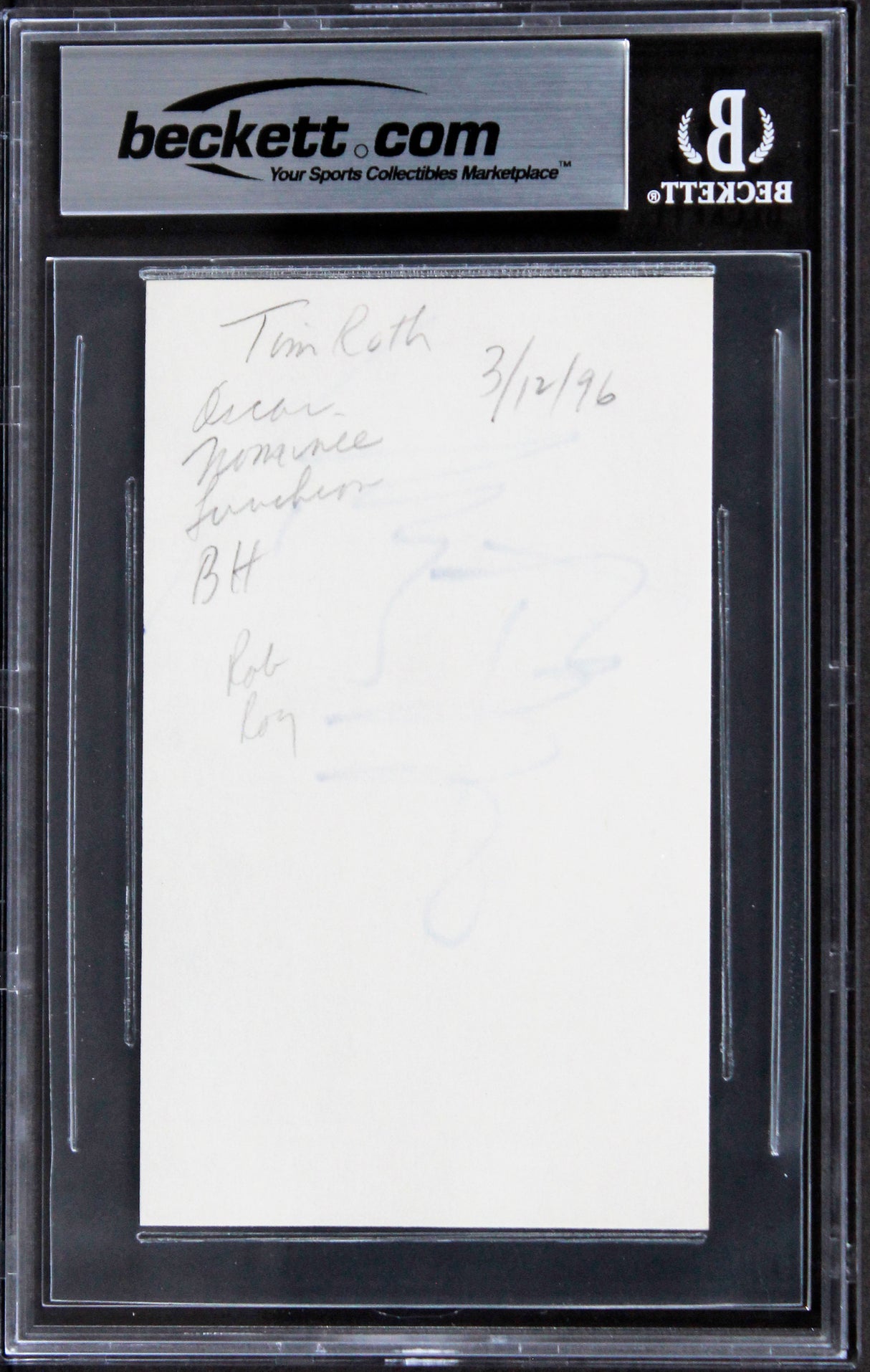 Tim Roth Reservoir Dogs Signed 3x5 Index Card Autographed BAS Slabbed 1