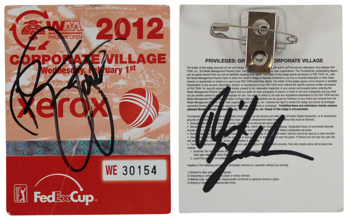 Phil Mickelson & Rickie Fowler Signed 2012 WM Phoenix Open Pass BAS #AC33614