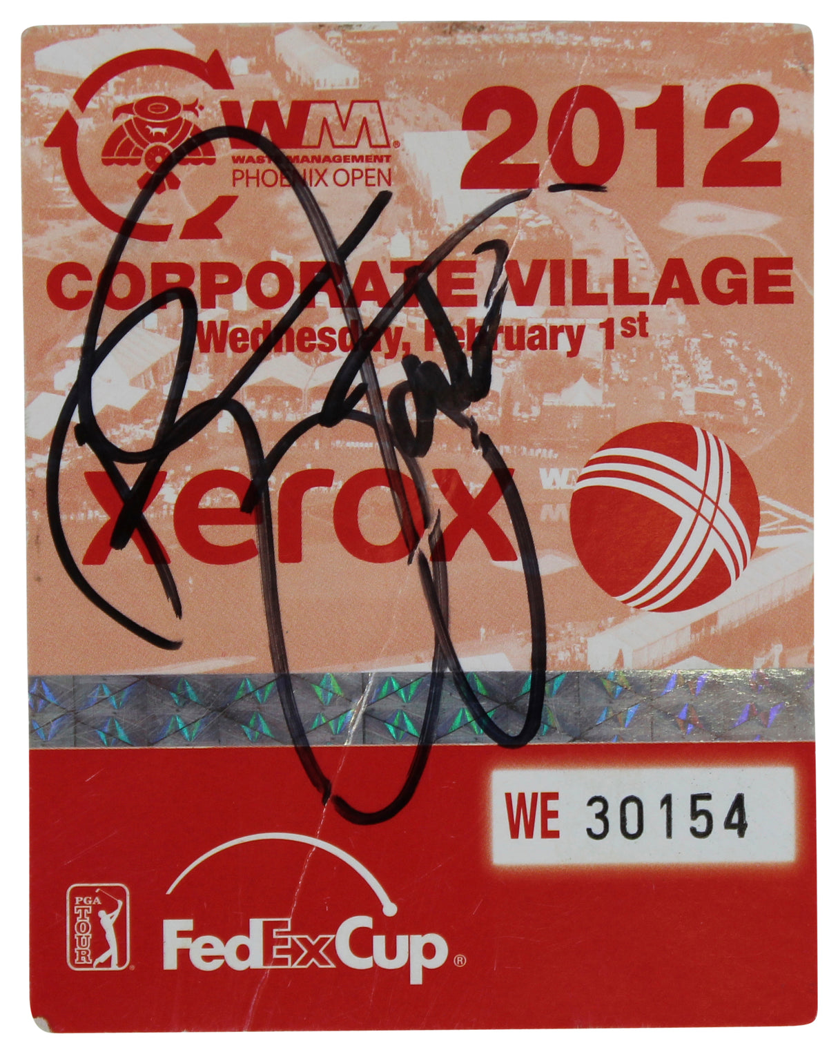 Phil Mickelson & Rickie Fowler Signed 2012 WM Phoenix Open Pass BAS #AC33614