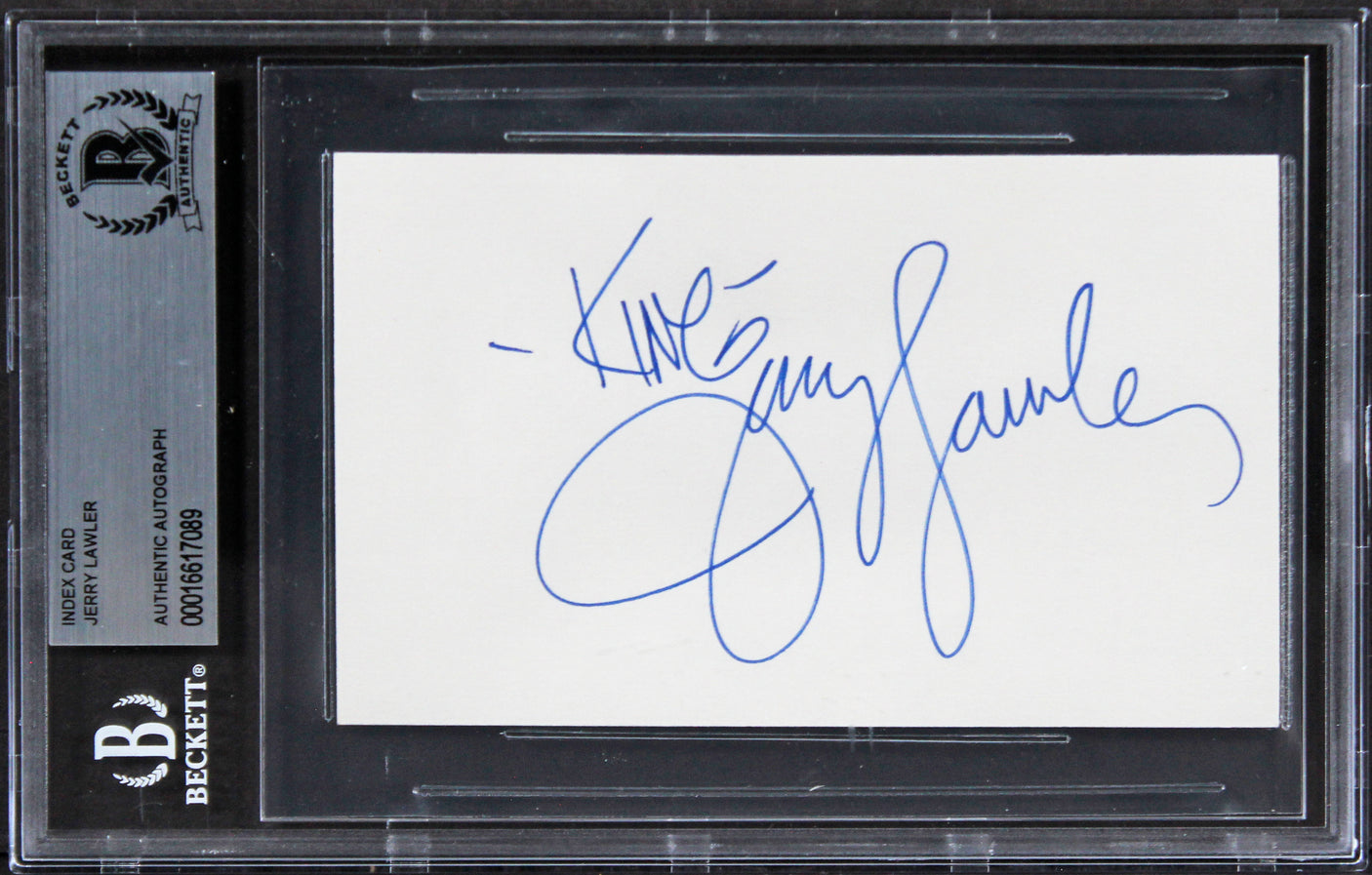 Jerry Lawler WWE "King" Authentic Signed 3x5 Index Card BAS Slabbed