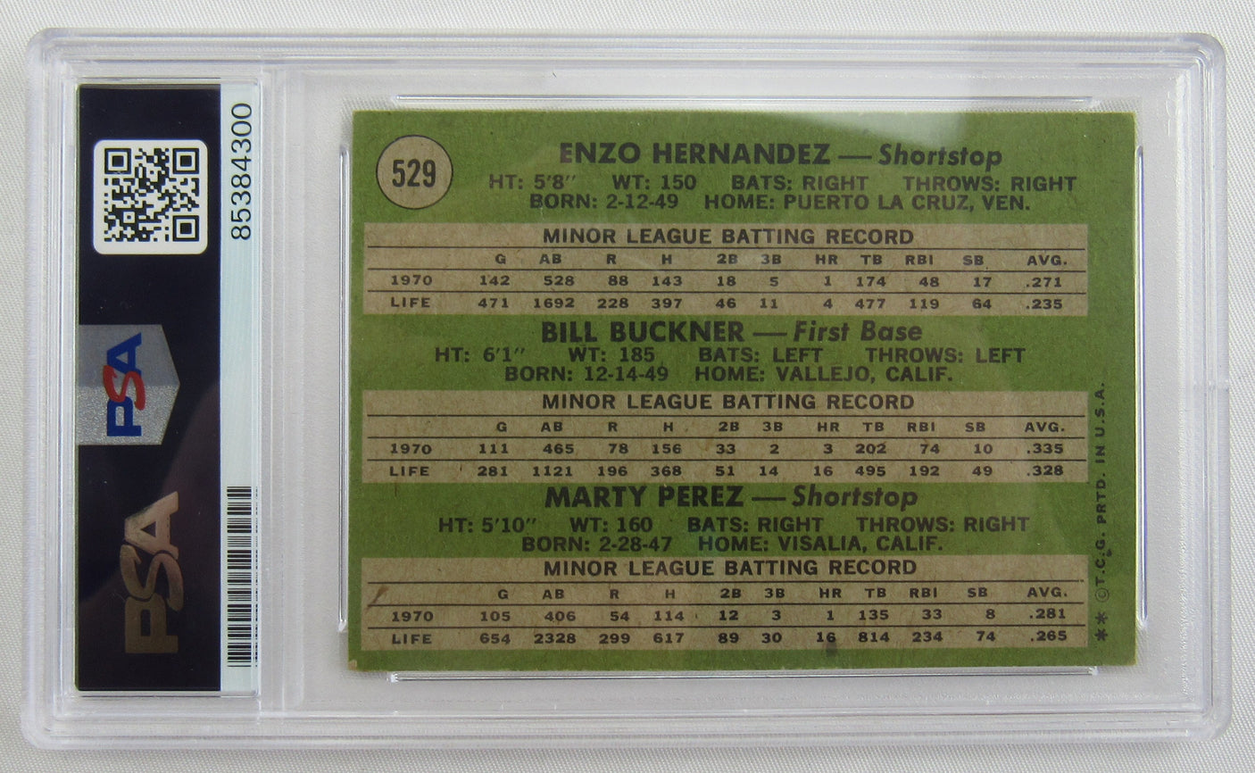1971 Topps Bill Buckner Signed Auto Autograph Encapsulated Baseball Card PSA/DNA
