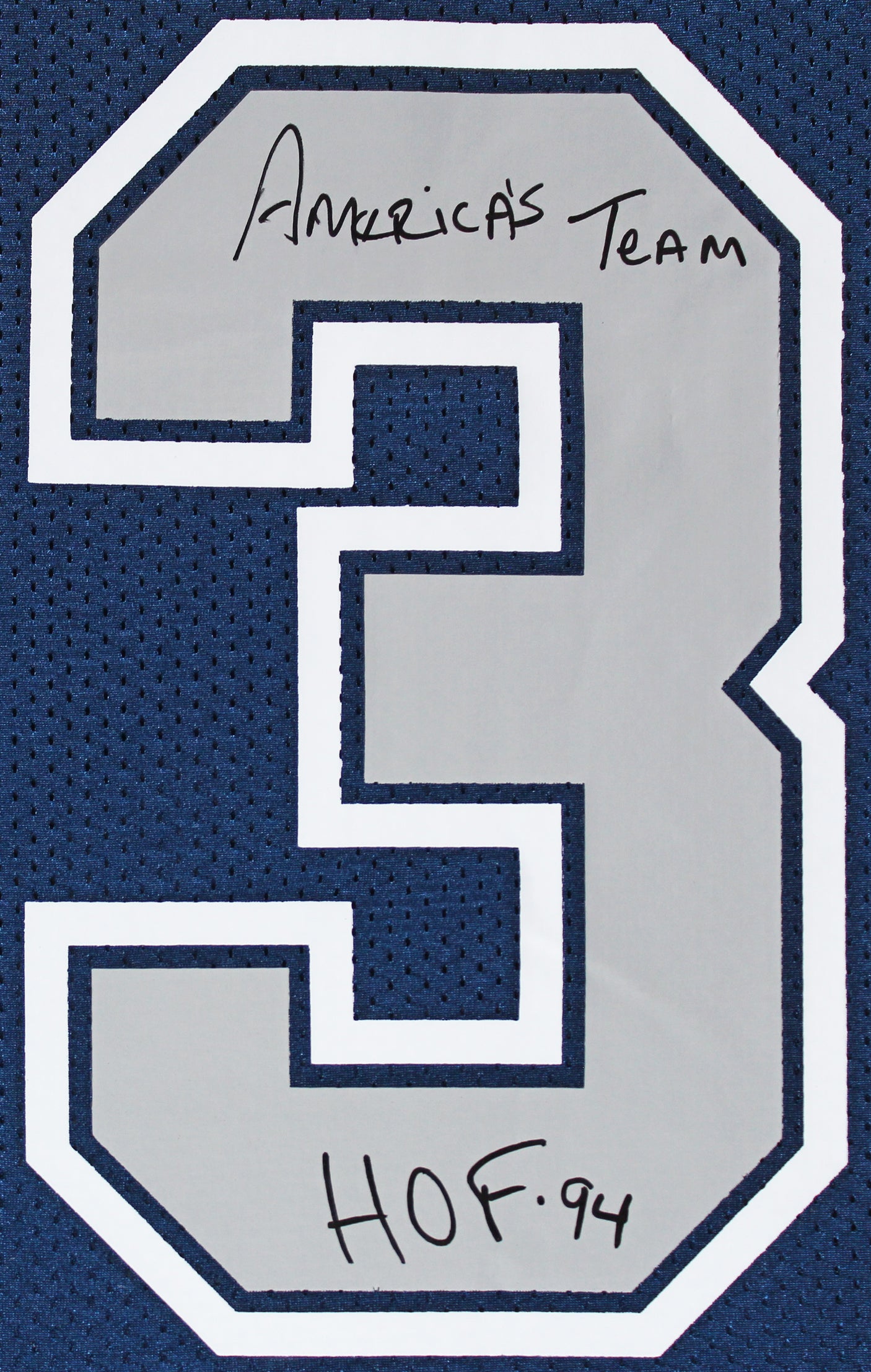 Cowboys Tony Dorsett "3x Insc" Signed Navy Blue M&N Framed Jersey w/ Grey #s BAS