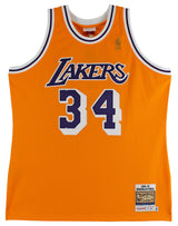 Shaquille O'Neal "HOF 16" Signed Yellow M&N 1996-97 HWC Authentic Jersey BAS Wit