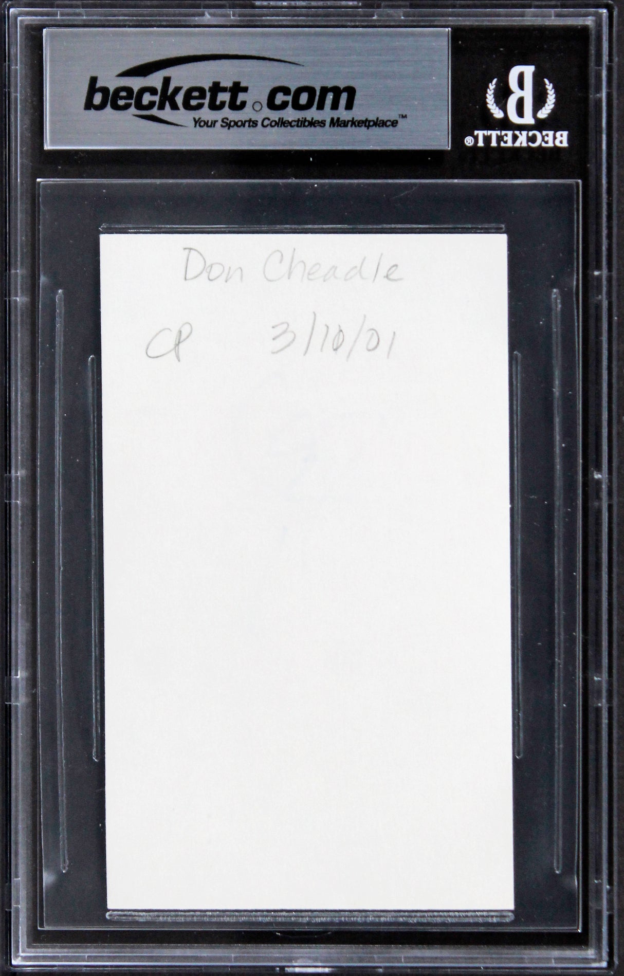 Don Cheadle Crash Authentic Signed 3x5 Index Card Autographed BAS Slabbed