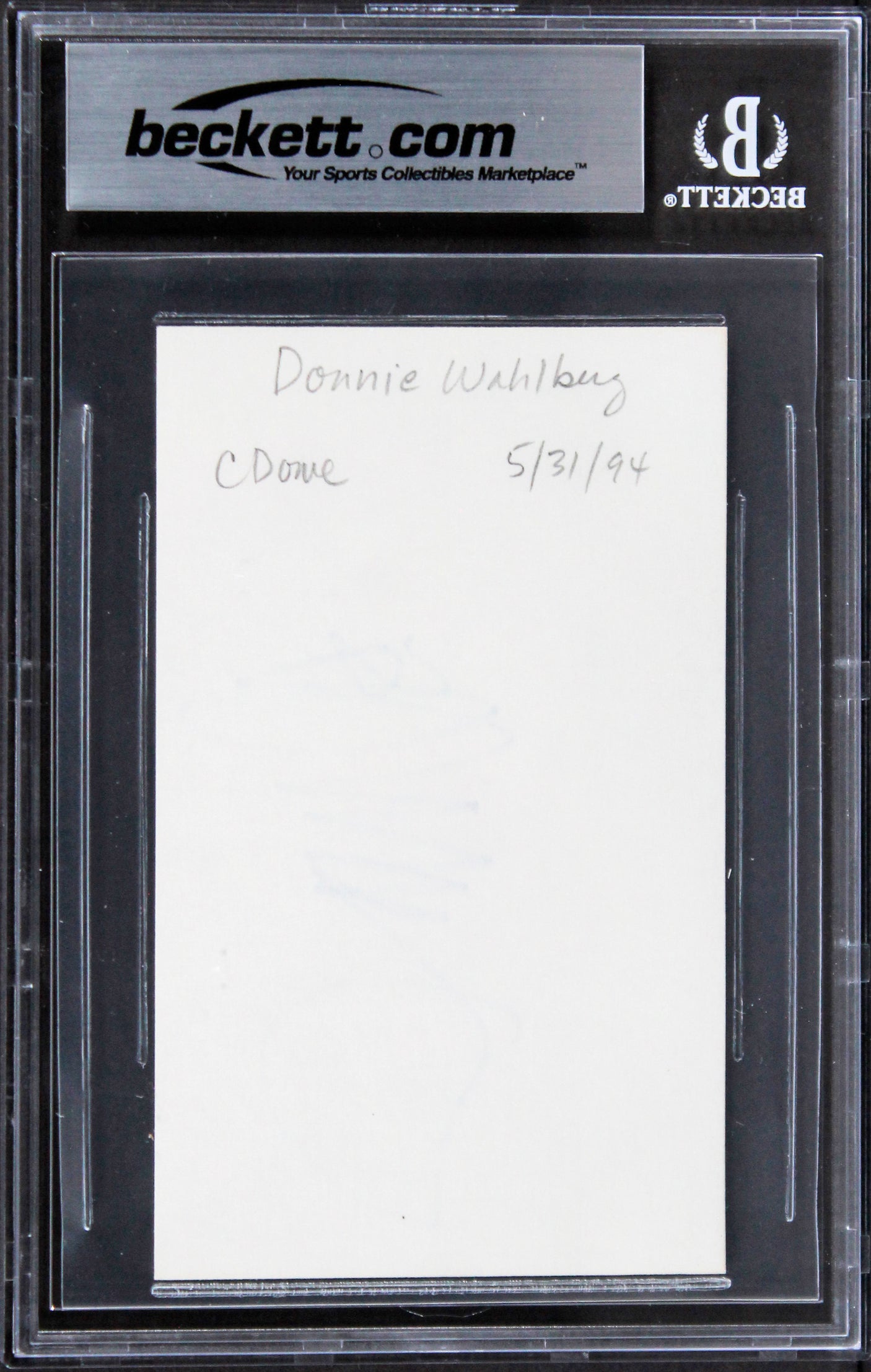 Donnie Wahlberg Blue Bloods Authentic Signed 3x5 Index Card BAS Slabbed