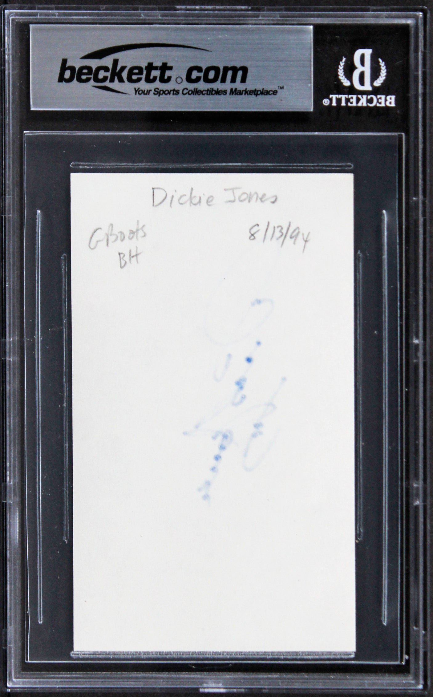 Dickie Jones Musician Authentic Signed 3x5 Index Card Autographed BAS Slabbed