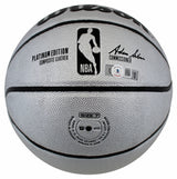 Magic Johnson & Larry Bird Signed Silver Wilson Basketball BAS Witnessed