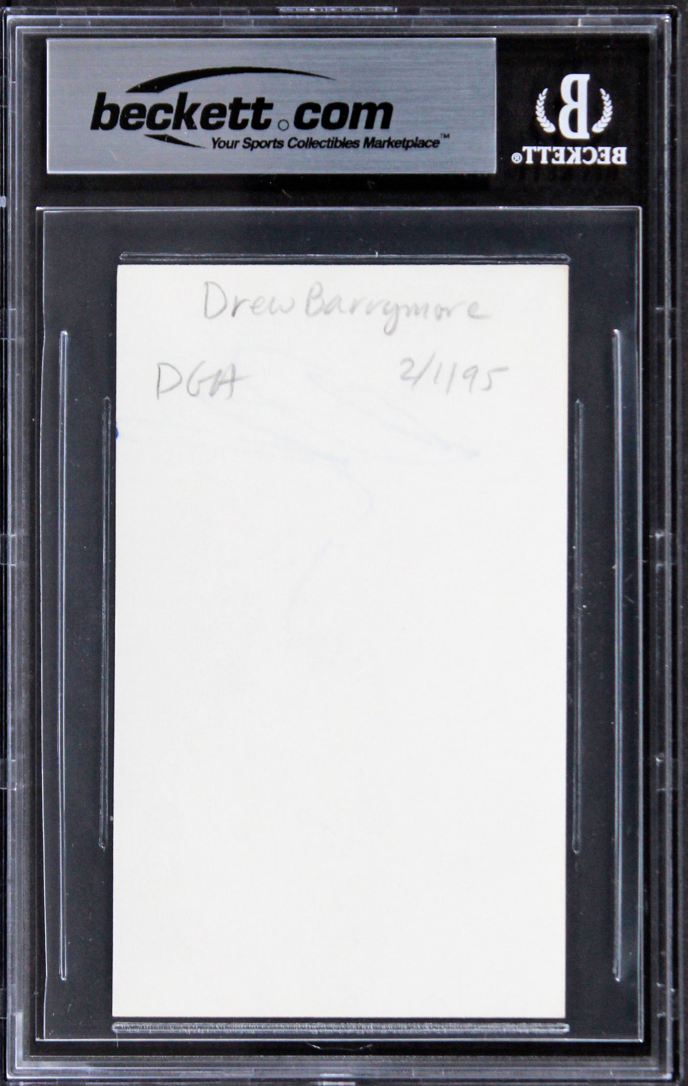 Drew Barrymore Charlie's Angels Authentic Signed 3x5 Index Card BAS Slabbed