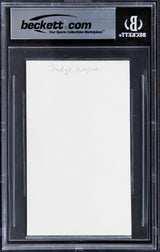 Joseph Wapner The People's Court Authentic Signed 3x5 Index Card BAS Slabbed