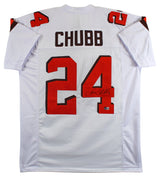 Nick Chubb Authentic Signed White Pro Style Jersey Autographed BAS Witnessed