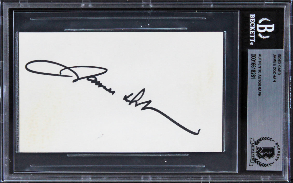 James Doohan Star Trek Authentic Signed 3x5 Index Card Autographed BAS Slabbed 2