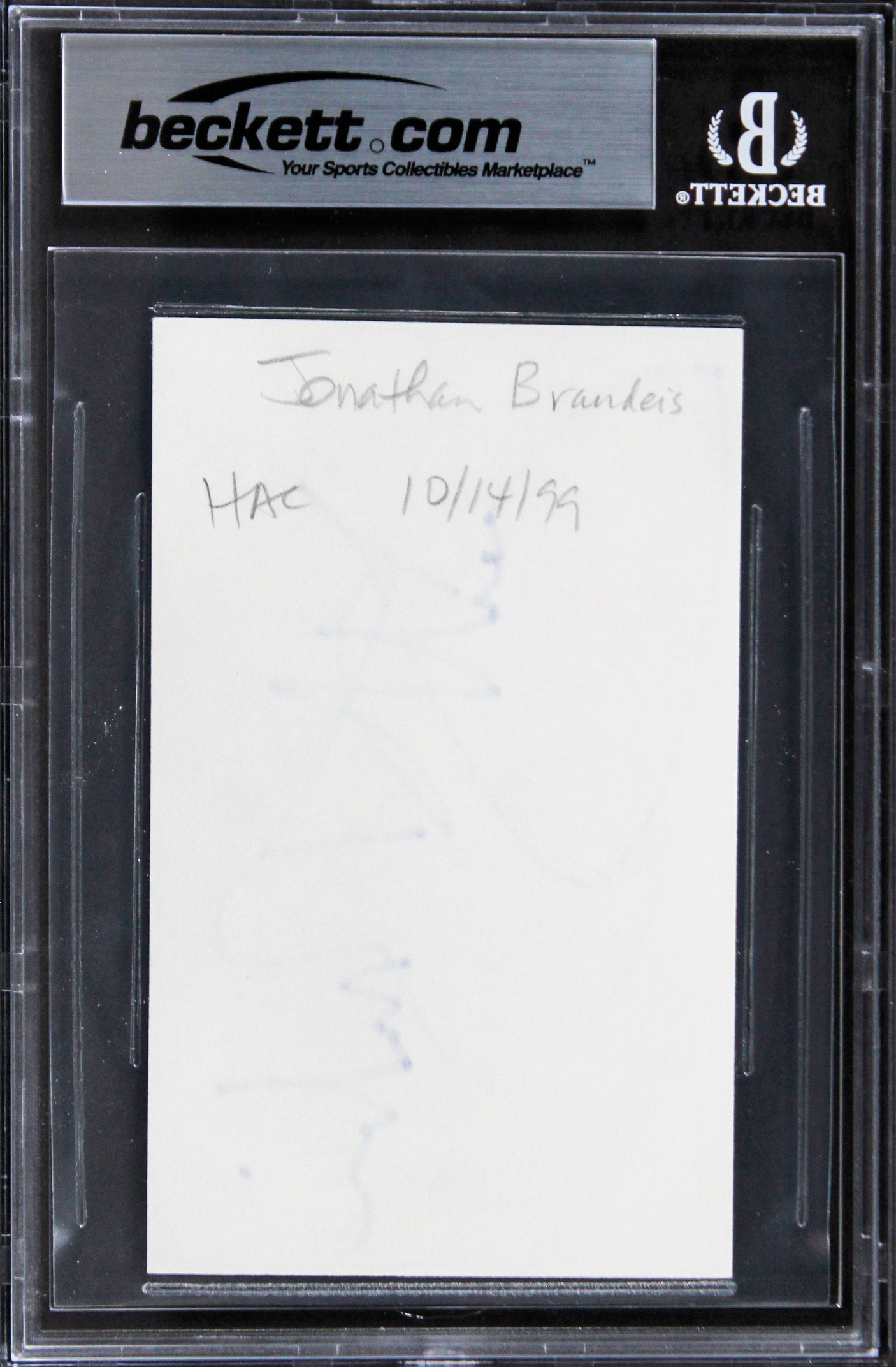 Jonathan Brandis The Neverending Story II Signed 3x5 Index Card BAS Slabbed 3