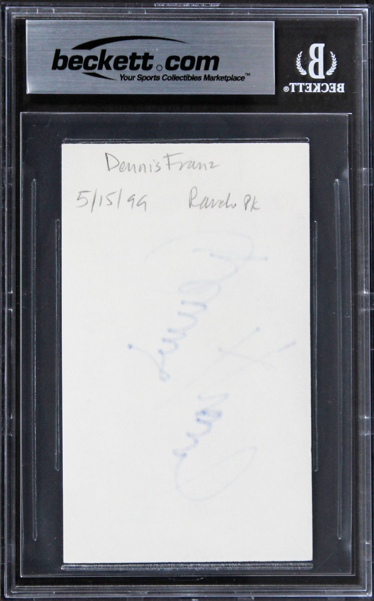 Dennis Franz NYPD Blue Authentic Signed 3x5 Index Card Autographed BAS Slabbed 1