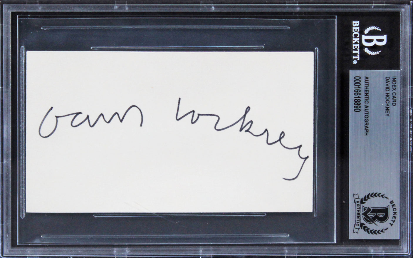 David Hockney Artist Authentic Signed 3x5 Index Card Autographed BAS Slabbed