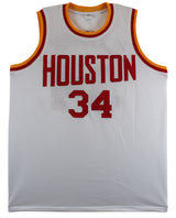 Hakeem Olajuwon Authentic Signed White Pro Style Jersey Autographed JSA Witness