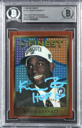 Timberwolves Kevin Garnett "HOF 2020" Signed 1995 Finest #115 RC Card BAS Slab