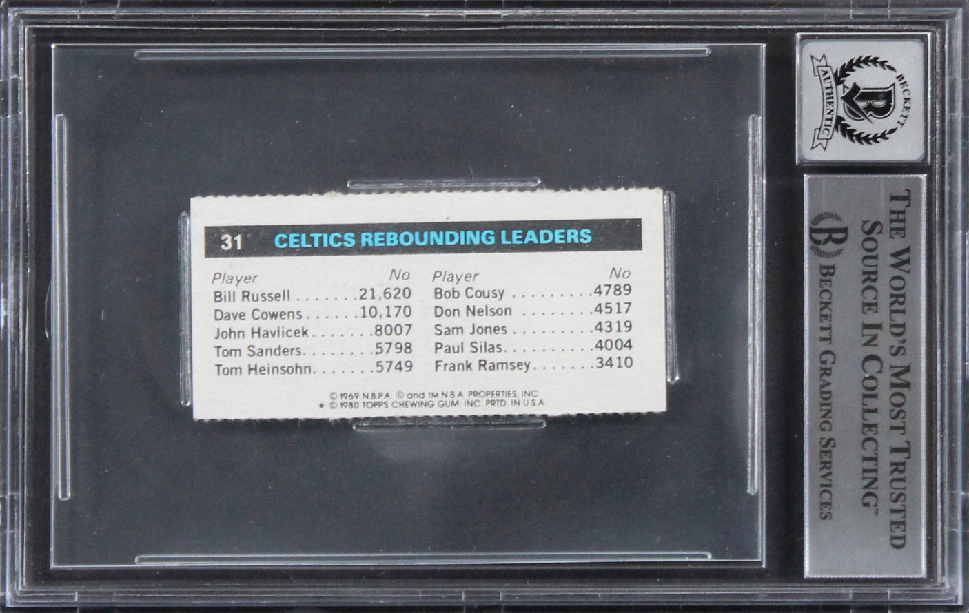 Larry Bird Authentic Signed 1980 Topps Singles #31 Card Auto Gem 10! BAS Slabbed