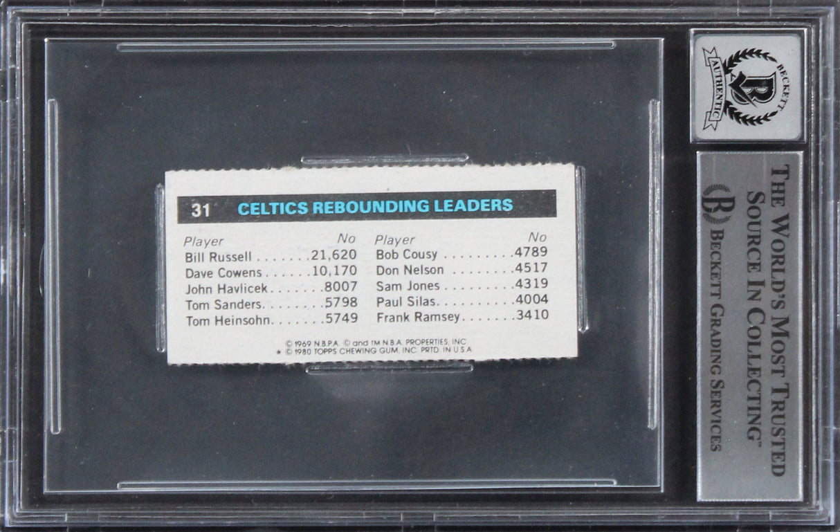 Larry Bird Authentic Signed 1980 Topps Singles #31 Card Auto Gem 10! BAS Slabbed