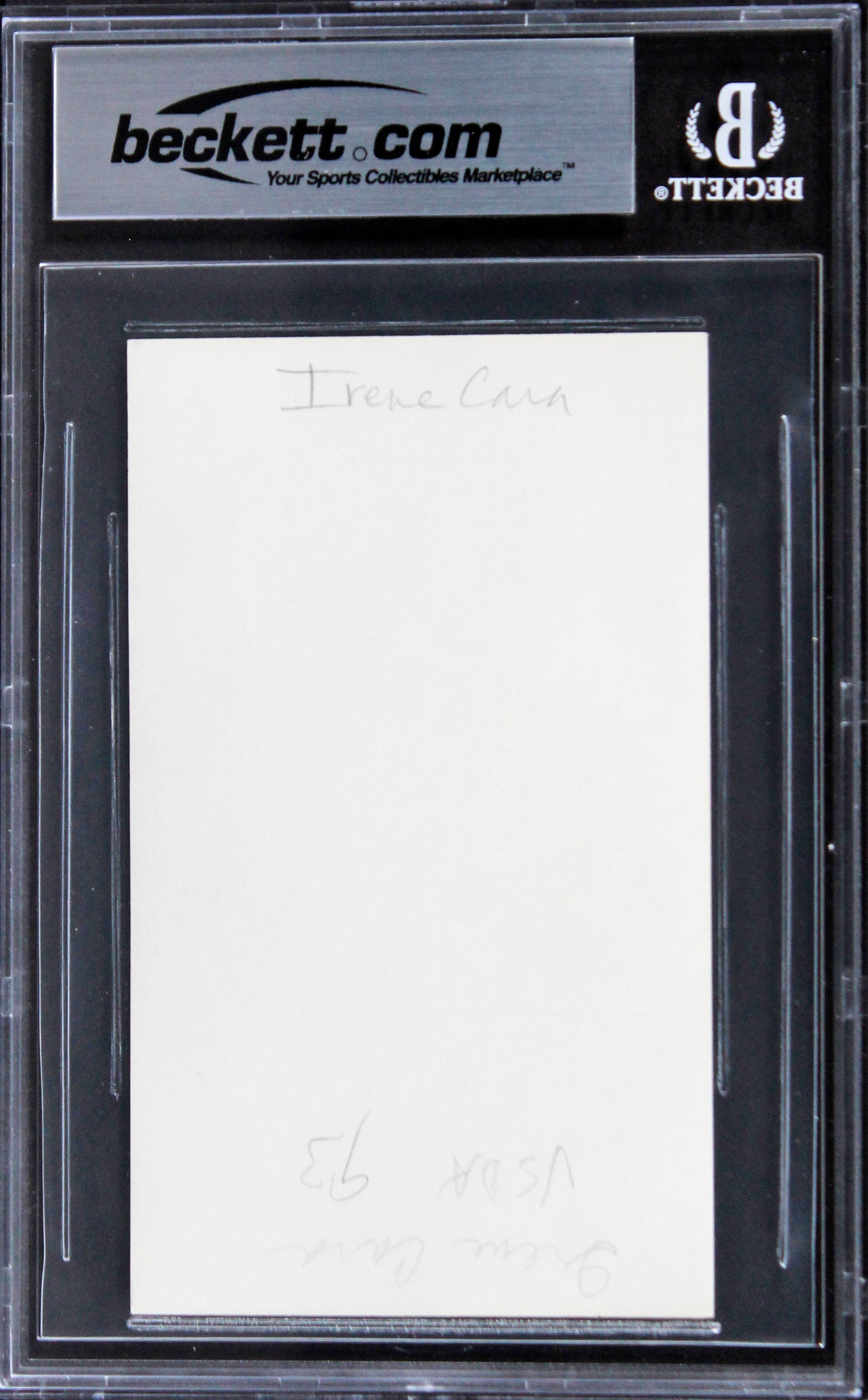 Irene Cara Fame Authentic Signed 3x5 Index Card Autographed BAS Slabbed 1