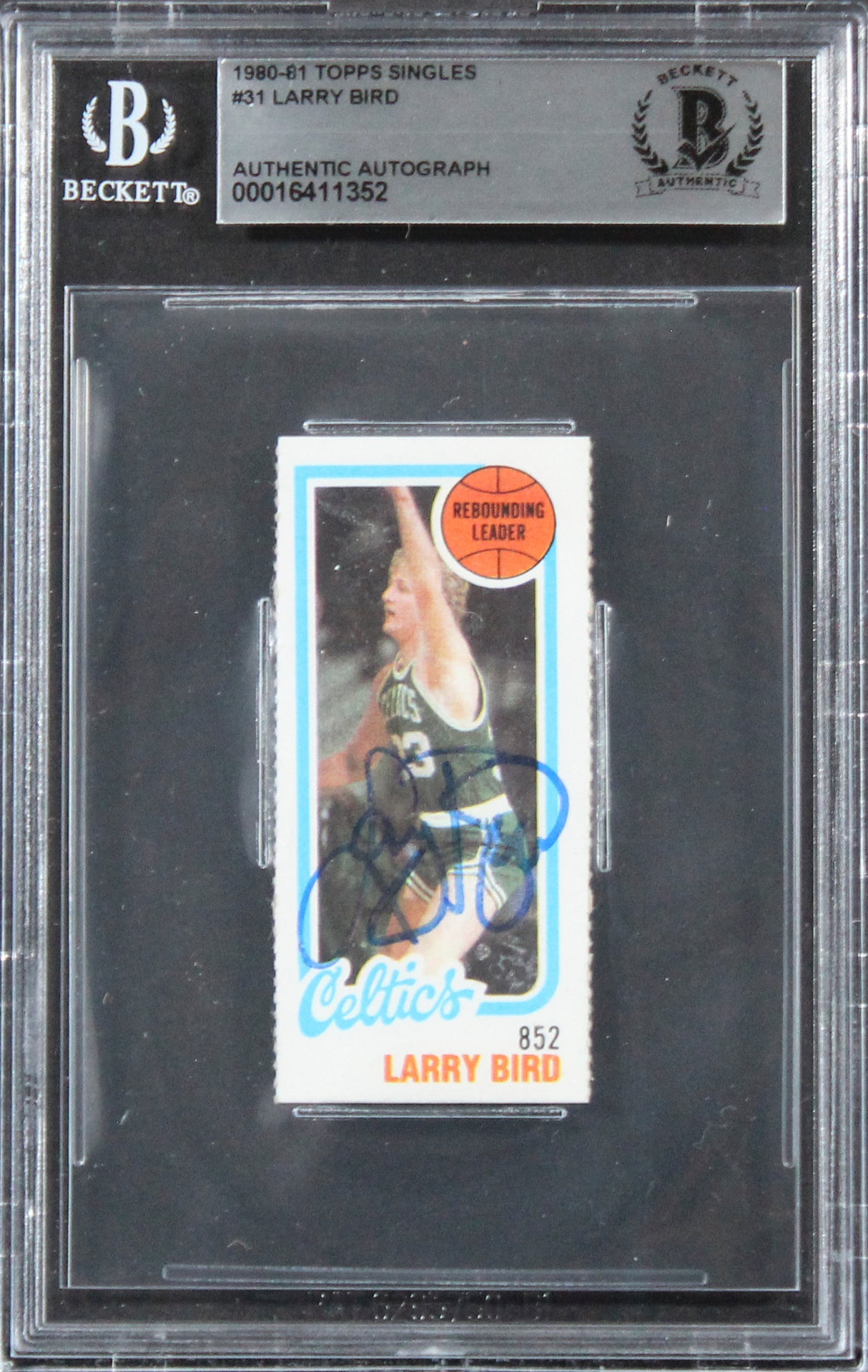 Celtics Larry Bird Authentic Signed 1980 Topps Singles #31 Card BAS Slabbed 1