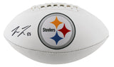 Steelers Pat Freiermuth Signed White Panel Logo Football W/ Case BAS Witnessed