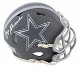Cowboys Roger Staubach Signed Slate Speed Mini Helmet W/ Case BAS Witnessed