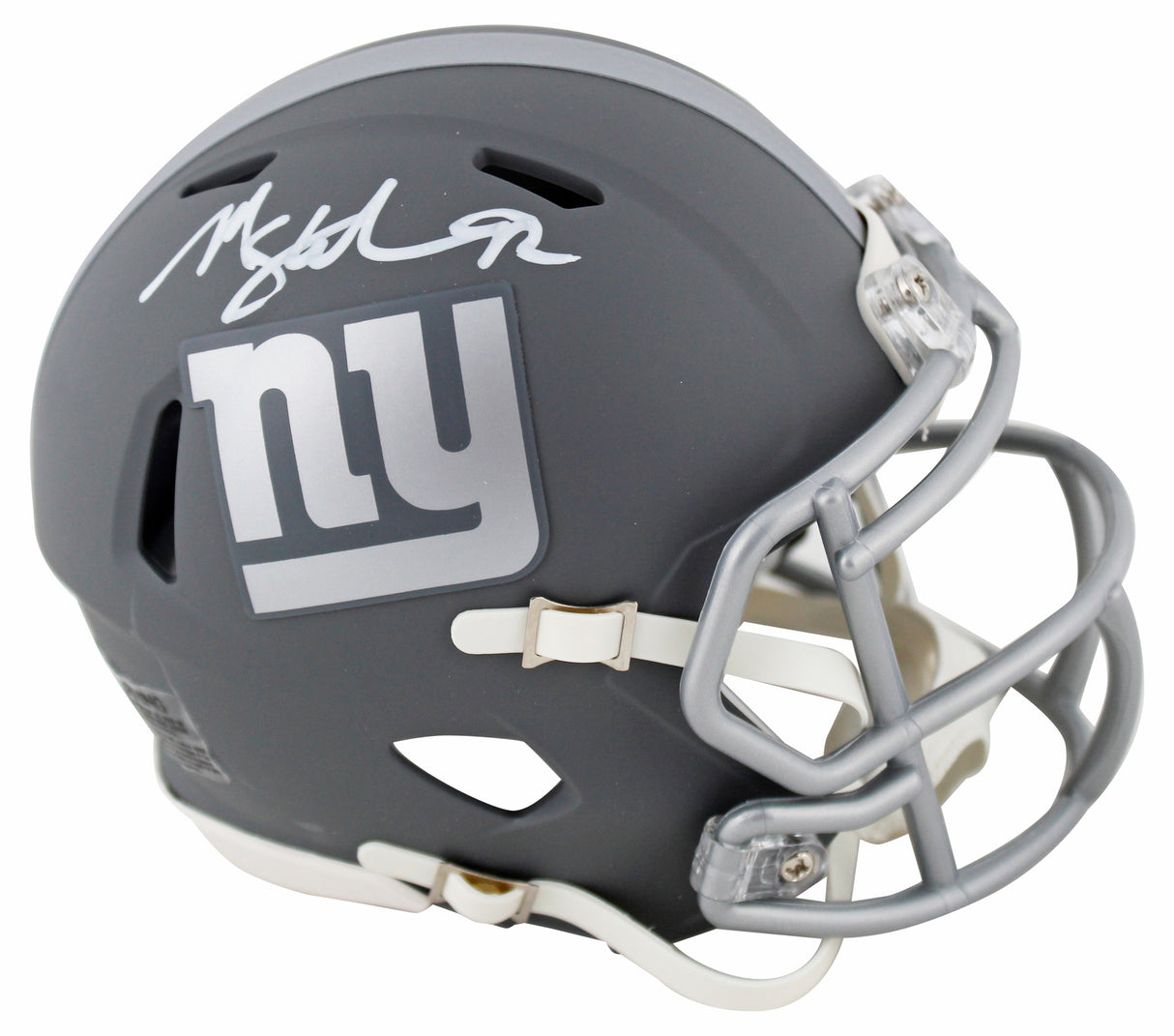 Giants Michael Strahan Signed Slate Speed Mini Helmet W/ Case BAS Witnessed