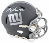 Giants Michael Strahan Signed Slate Speed Mini Helmet W/ Case BAS Witnessed