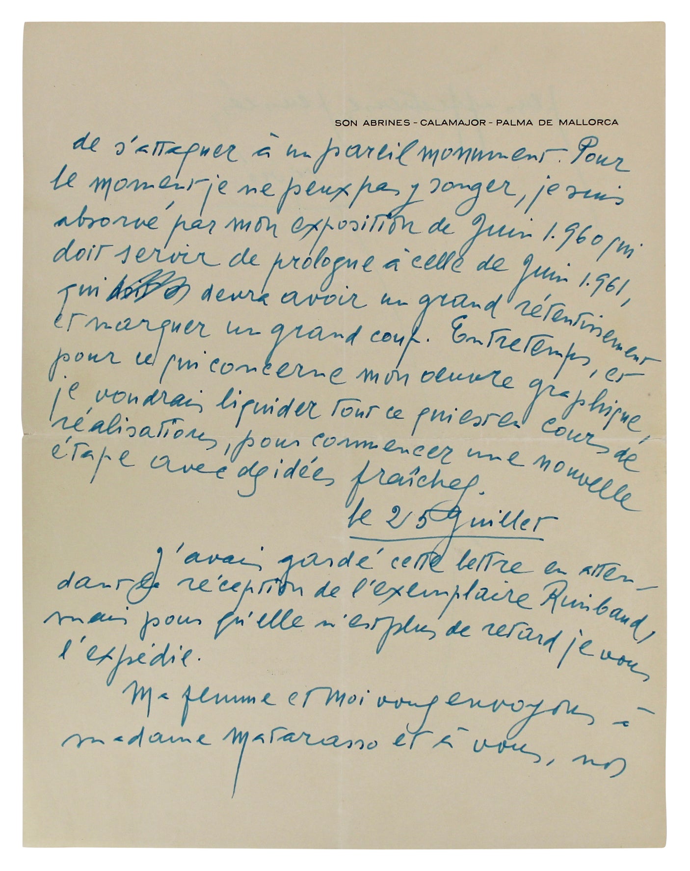 Joan Miro Authentic Signed 8.5x11 1959 4 Page Handwritten Letter BAS #AC26717